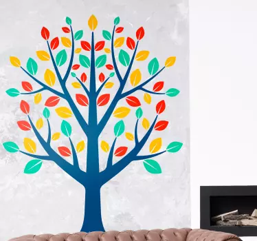 Sticker nature arbre aux feuillages vibrants - TenStickers