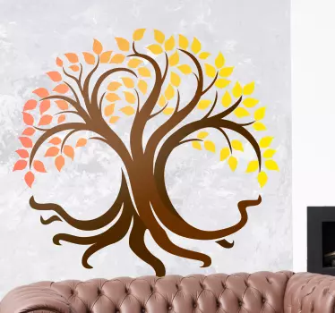 Sticker nature arbre d'automne stylisé - TenStickers