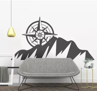 Sticker nature conception de boussole de montagne - TenStickers