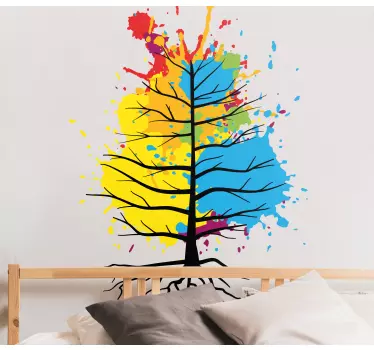 Sticker nature éclaboussures d'arbres colorées - TenStickers