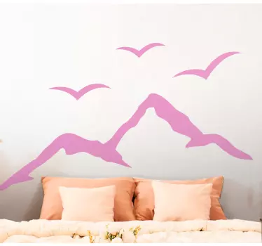 Sticker nature montagnes et oiseaux - TenStickers