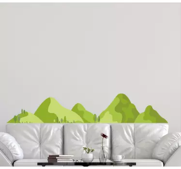Sticker nature montagnes vertes luxuriantes - TenStickers