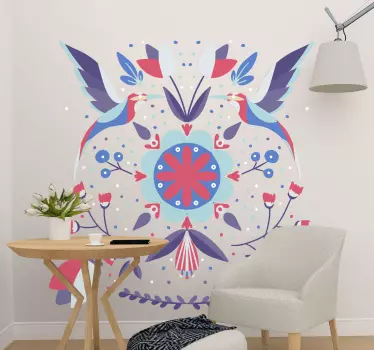 Sticker nature motif d'oiseau fleuri - TenStickers