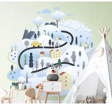 Sticker nature paysage de montagne fantaisiste - TenStickers