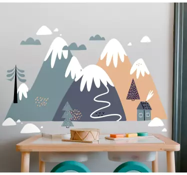Sticker nature paysage de montagne ludique - TenStickers