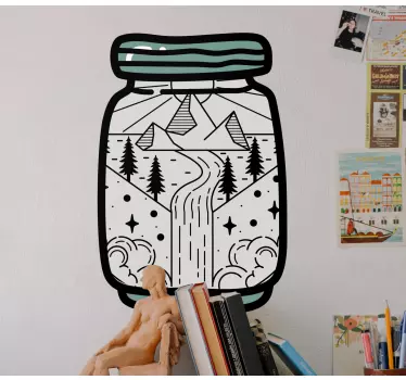 Sticker nature pot de paysage montagneux - TenStickers