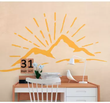 Sticker nature rayons de soleil en montagne - TenStickers