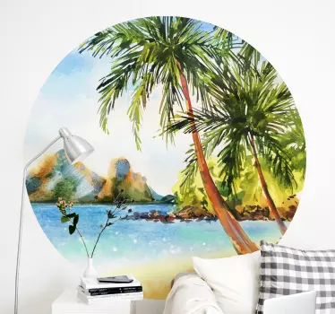 Sticker nature rivage de palmiers tropicaux - TenStickers