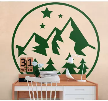 Sticker nature scène de forêt montagneuse - TenStickers
