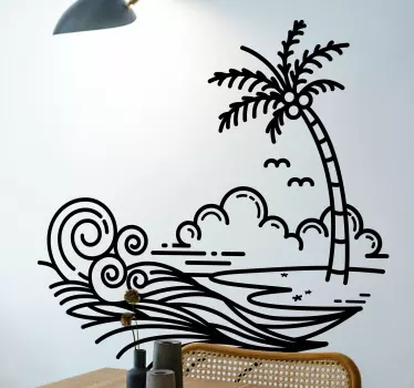 Sticker mural nature scène de littoral tropical - TenStickers