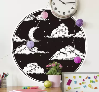 Sticker nature scène de nuages au clair de lune - TenStickers