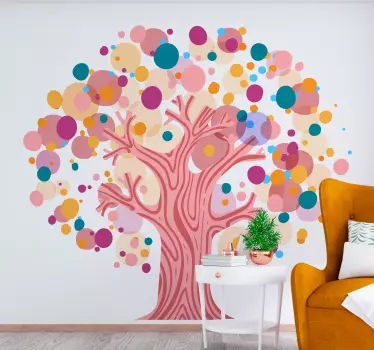 Sticker nature silhouette d'arbre colorée - TenStickers