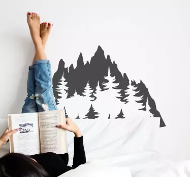 Sticker nature silhouette d'arbres de montagne - TenStickers