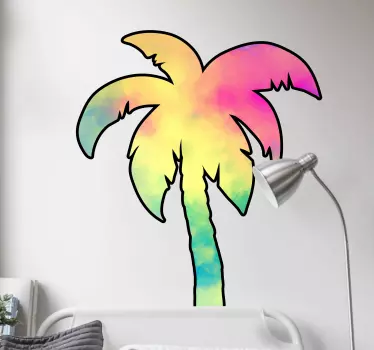 Sticker nature silhouette de palmier colorée - TenStickers
