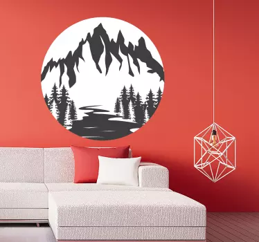 Sticker mural nature silhouette de paysage de montagne - TenStickers