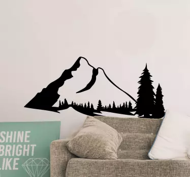 Sticker nature silhouette de paysage montagneux - TenStickers