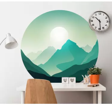 Sticker nature silhouette de vue sur la montagne - TenStickers