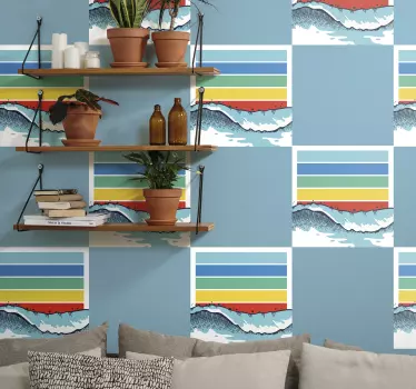 Sticker nature vagues et rayures - TenStickers