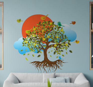 Sticker nature vie aviaire sur un arbre - TenStickers
