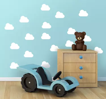Sticker chambre bébé pack nuages monochrome - TenStickers
