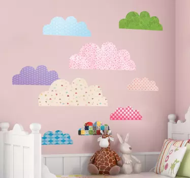Pack de 9 Autocollant décoratif nuages textures - TenStickers