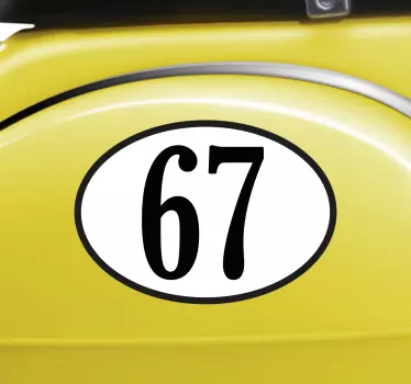 Sticker moto personnalisé numéro ovale noir et blanc - TenStickers