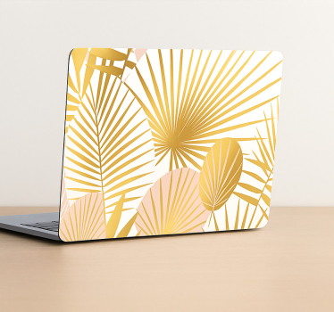 Sticker ordinateur feuilles tropicales dorées - TenStickers