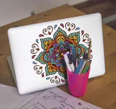 Sticker ordinateur mandala vibrant - TenStickers
