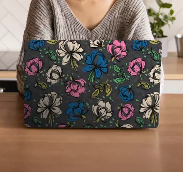 Sticker ordinateur portable design floral - TenStickers