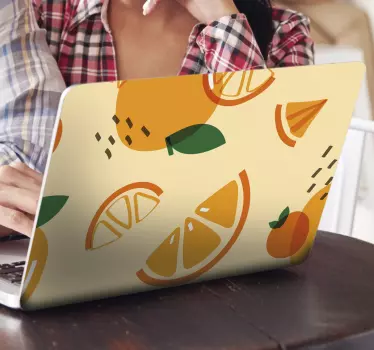 Sticker ordinateur portable motifs orange fruités - TenStickers