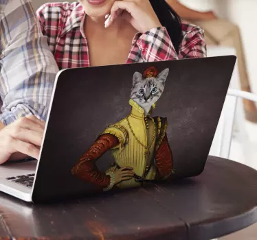 Sticker PC portrait de chat aristocrate personnalisé - TenStickers