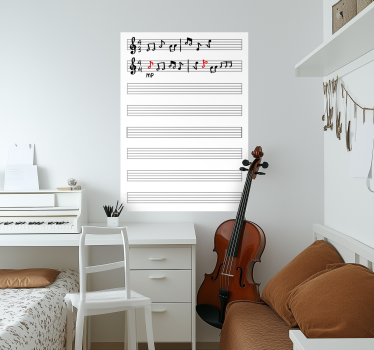 Tableau blanc adhésif page de partition de musique - TenStickers