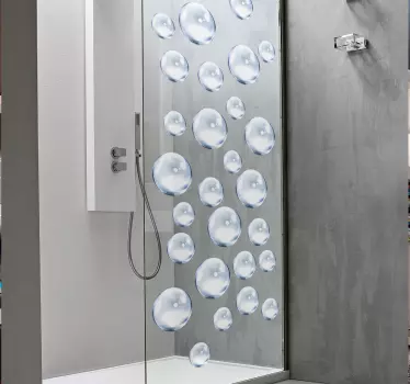 Sticker paroi de douche salle de bain bulles d'eau - TenStickers