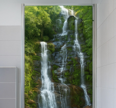 Sticker paroi de douche cascade de roche naturelle - TenStickers