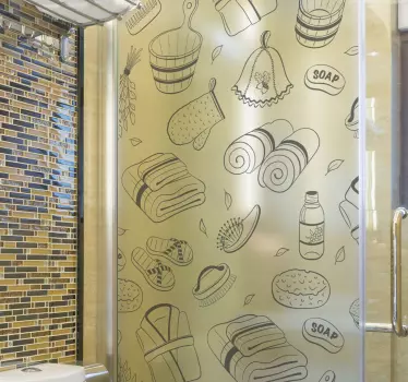 Sticker paroi de douche Éléments de spa relaxants - TenStickers