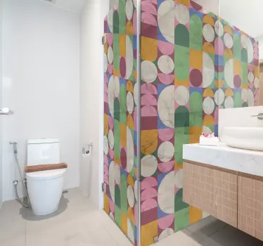 Sticker paroi de douche formes géométriques effet texturé - TenStickers