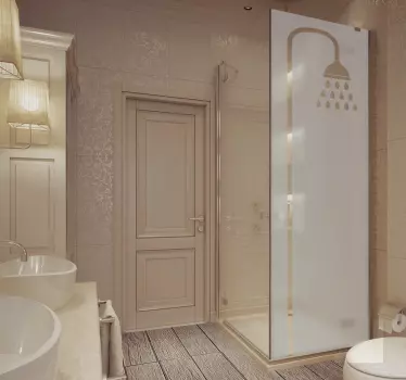 Sticker paroi de douche salle de bain icone douche - TenStickers