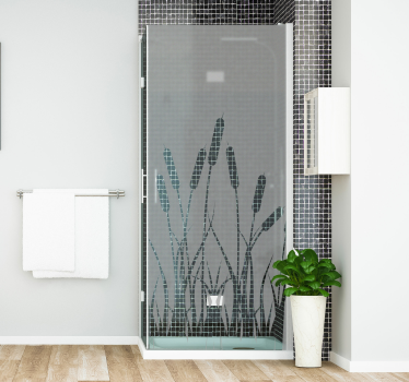Sticker pour paroi de douche motif roseaux - TenStickers