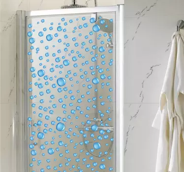Sticker paroi douche gouttes eau - TenStickers