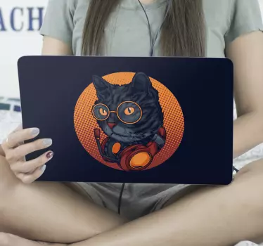 Sticker PC Illustration de musique de chat - TenStickers