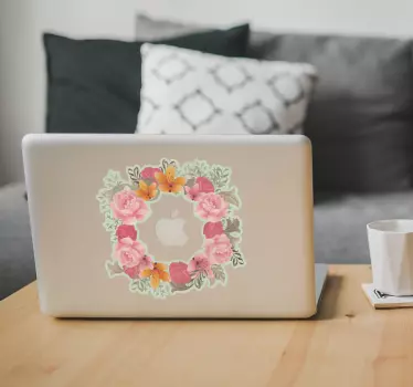 Sticker pour MacBook couronne de fleurs - TenStickers
