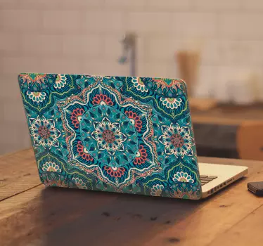 Sticker ordinateur portable mandala bleu - TenStickers