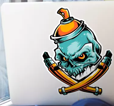 Sticker PC Peinture en aérosol crâne - TenStickers