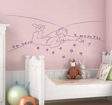 Sticker chambre bébé Petit Prince dans l'herbe - TenStickers