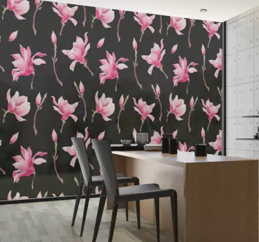 Sticker cuisine motif floral rose - TenStickers
