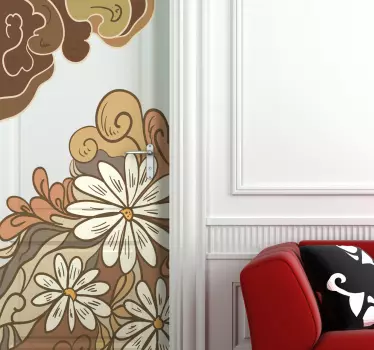 Sticker porte dessin floral - TenStickers