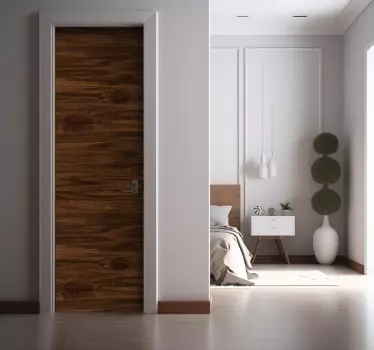 Sticker de porte grain de bois brun - TenStickers