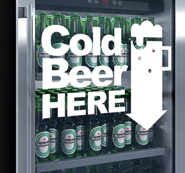 Sticker frigo "Bière froide ici" - TenStickers
