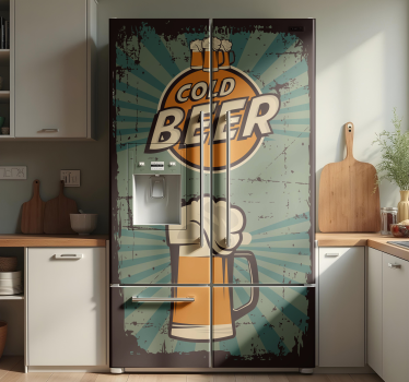 Sticker frigo cuisine bière vintage - TenStickers