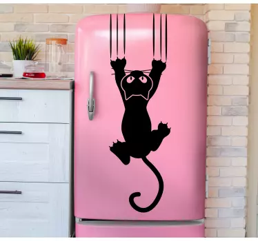 Sticker frigo monochrome drôle animal tombant - TenStickers